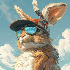 A bunny wearing glasses adds a whimsical touch to any scene, blending the adorable charm of a rabbit with the studious demeanor of eyewear. 