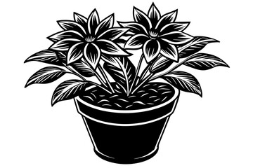 Potted flower vector silhouette