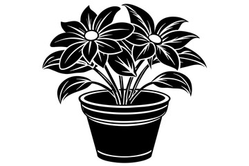 Potted flower vector silhouette