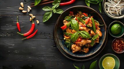 Vibrant dish with tender chicken and fresh prawns, colorful veggies, and aromatic spices cooked to perfection