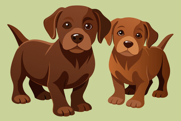 Brown baby Labradors vector illustration 