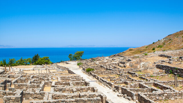 Ruins of Kameiros ancient city in Rhodes island, Greece