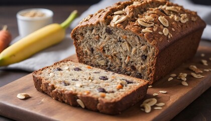 Vegan banana carrot bread with oats and nuts