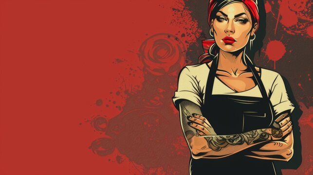 A stylish vintage poster by Grllin pro. This poster can be used for a t-shirt, an apron, or a poster.