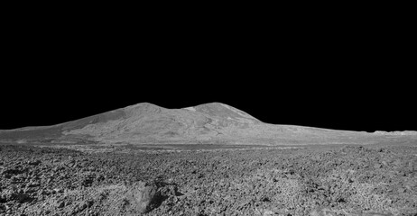 Dark desert space background. Empty planet landscape