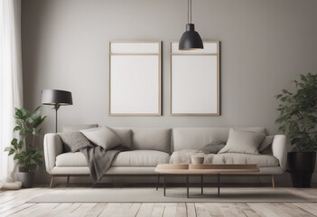 Mockup frame in home interior background 3d render