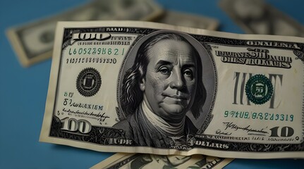 US dollars on blue background.generative.ai  - obrazy, fototapety, plakaty