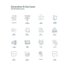 Generative AI Use Cases Vector Illustration Icon Design Set