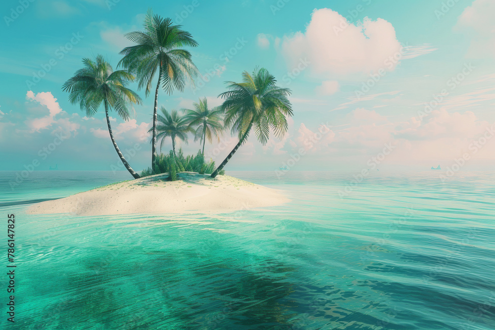 Wall mural A breathtaking view of a secluded tropical island - Generative AI