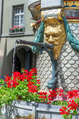 Close up of Beautiful Fountain in Bern, Switzerland, 15 Aug 2022