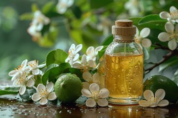 Experience the soothing power of aromatic jasmine and lime essential oil for spa treatments.