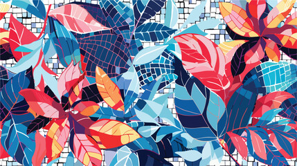 Abstract Floral Mosaics abstract art mosaic pattern pi - obrazy, fototapety, plakaty