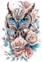 owl with flowers 