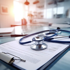 Medical Precision: Stethoscope and Clipboard in Focus