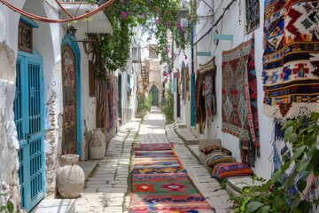 Fototapeta premium Urban Alleyway With Rug