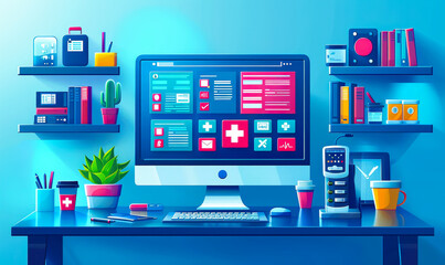 Digital Patient Records Medical Database Screen Hospital App Clinic Health Exams Results Appointment Scheduling Doctor Computer Monitor