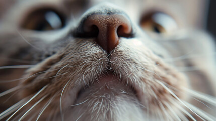 Adorable cat macro photo of muzzle. Lovely pet