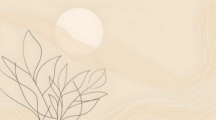 Minimalist Soft Beige Background with Delicate Line Art Suitable for Contemporary Branding and Website Designs