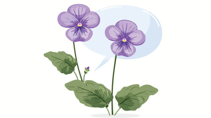 Abstract speech bubble with spring violet flower 