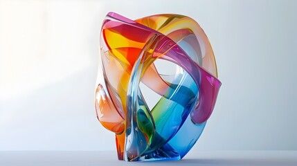 Captivating Colorful Glass Sculpture with Mesmerizing Prismatic Illusions and Organic Flowing Forms