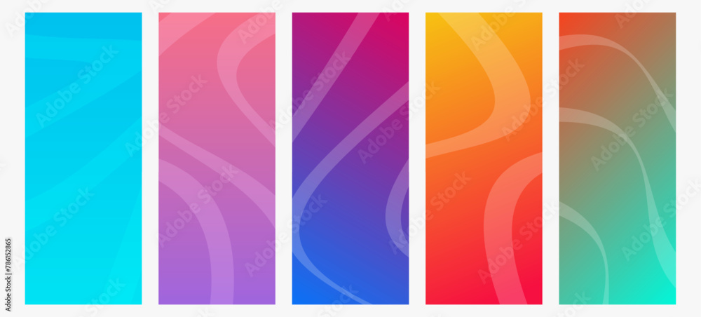 Poster set of modern gradient backgrounds with wave line