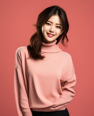 Fototapeta premium Portrait of girl, A woman is wearing a casual clothing and smiling
