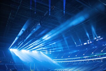 Obraz premium Illuminated Empty Stadium With Blue Lights