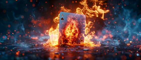 Burning Ace - The Fiery Card of Chance. Concept Magic, Cards, Games, Luck, Destiny - obrazy, fototapety, plakaty