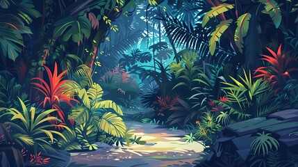 Fototapeta na wymiar Cartoon Illustration, Jungle, background