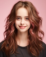 Naklejka premium Portrait of girl, A woman is wearing a casual clothing and smiling