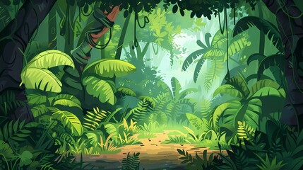 Cartoon Illustration, Jungle, background