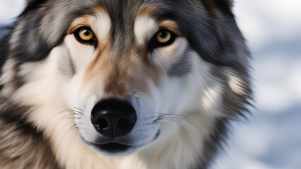 Obraz premium Close Up Photo of Wolf Generative AI