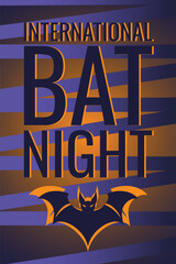 Fototapeta premium International bat night holiday banner or poster with cartoon bat on night background