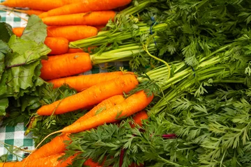 carrots on store counter. vegetables, market and shop, food. © x.marynka