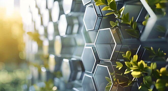 Ferulic acid protecting hexagonal skin patterns from environmental stress, with an urban exterior softly blurred