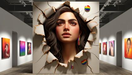 Cultural Emergence: Pakistani Woman with LGBTQ Identity in Art Gallery
