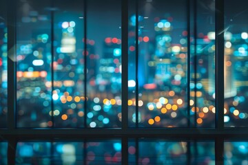 blurred office interior with cityscape view at night modern workplace background illustration
