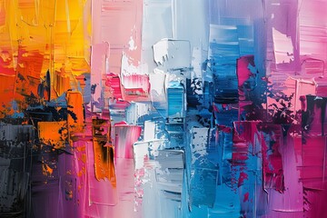 A large colorful painting with big strokes with a concept of modern contemporary art with a big space for text or product advertisement, Generative AI. - obrazy, fototapety, plakaty