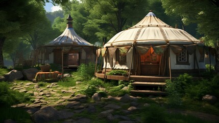 A photo of a Yurt Residence against Lush Green