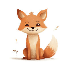 Obraz premium a aged fox cartoon, nursery wall print, europe kids story book art style сreated with Generative Ai 