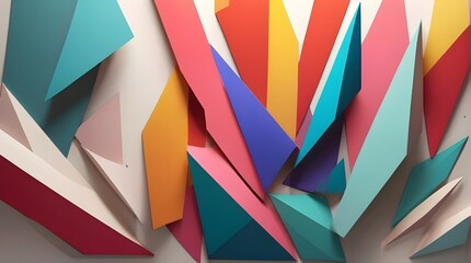 Obraz premium abstract colorful geometric background with triangle shaped paper pieces, minimalist illustration background, hd wallpaper, vector art 
