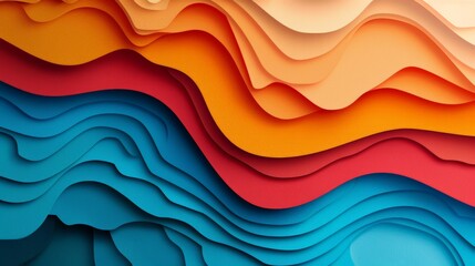 Layered paper cut-out effect creating depth in abstract forms