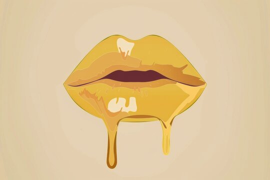 A stylized illustration of lips dripping with honey, evoking sensuality, sweetness, and art.