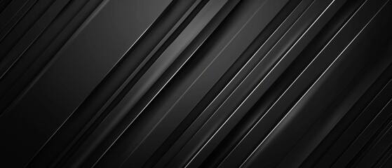 Abstract texture dark black anthracite gray grey background banner with 3d geometric metal striped stripes gradient shapes for website, business, print design template paper pattern. illustration - obrazy, fototapety, plakaty