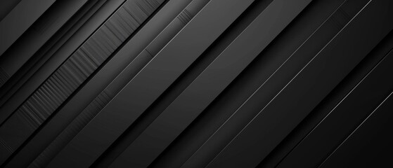 Abstract texture dark black anthracite gray grey background banner with 3d geometric striped stripes metal metallic gradient for website, business, print design template paper pattern. illustration - obrazy, fototapety, plakaty