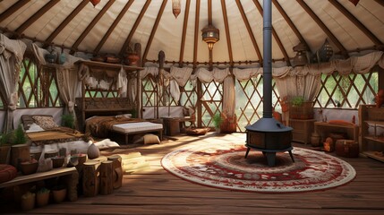Obraz premium A photo of a Yurt with Open and Airy Design