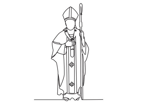 recommend clip art: one continuous drawn line Catholic priest hand-drawn picture silhouette.Line art. single line