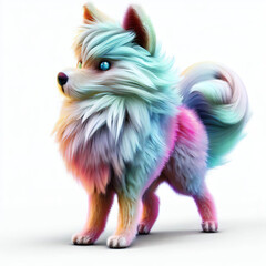  furry forest animal with beautiful colors and white backgroundwith Generative AI technology