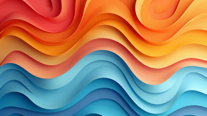 Colorful background with wavy shapes flat illustration in paper cut style