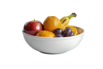 Apple orange mandarin grape and banana in white bowl.
.isolated on white background